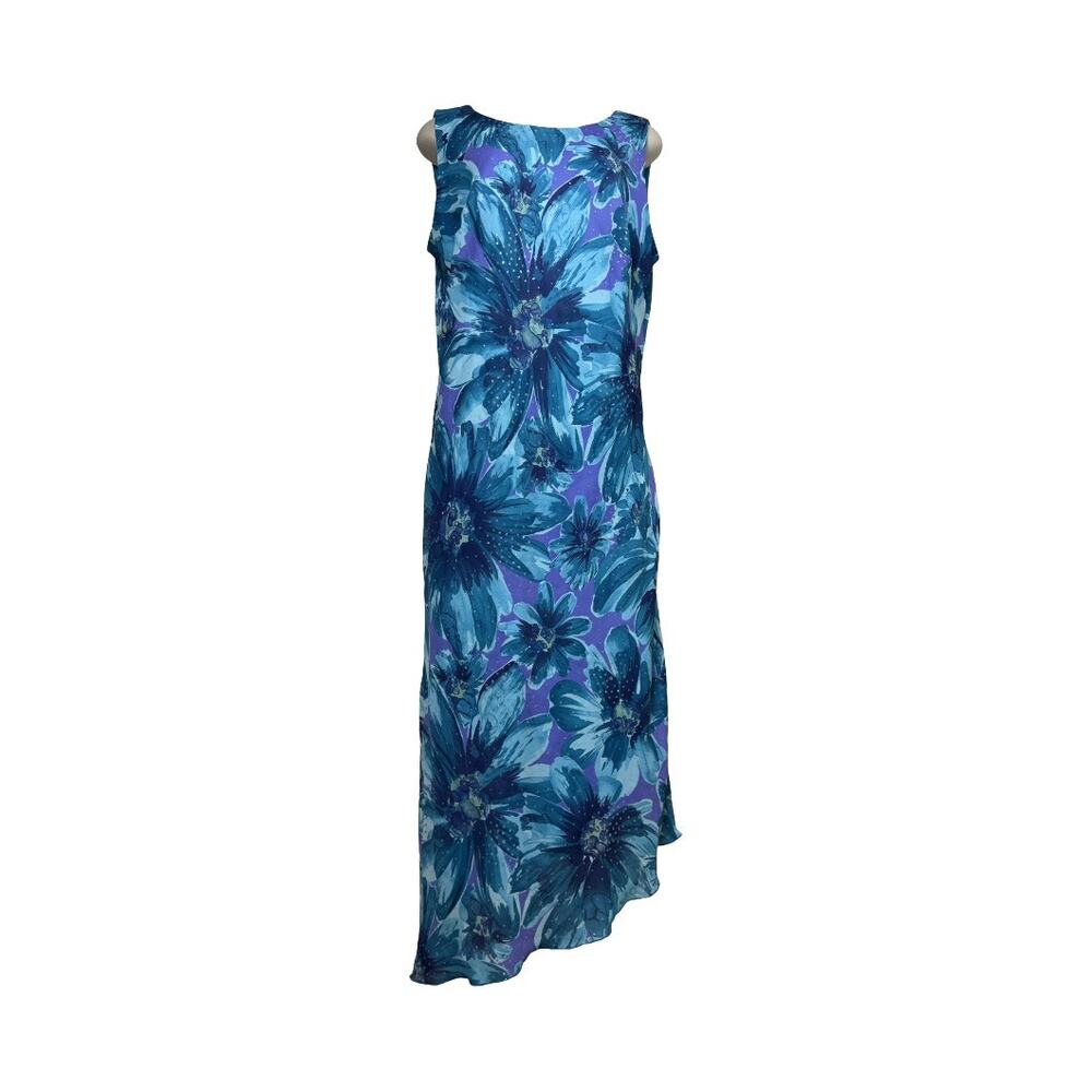 Los Angeles Woman Blue Floral Sleveless Maxi Dress Size 14